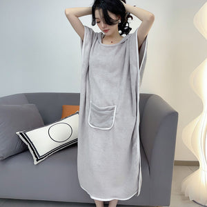 🛁Girly soft cotton fleece pullover bathrobe