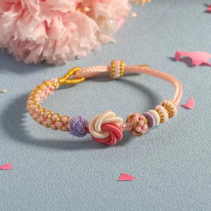 🩷Geflochtenes Armband mit Pfirsichblütenknoten