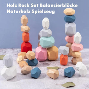 🔵Holz Rock Set Balancierblöcke Naturholz Spielzeug