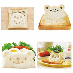 Sandwich-Form, Bär, Panda und Frosch, glückliche Frühstückszeit