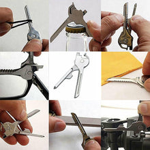 Laden Sie das Bild in den Galerie-Viewer, 6-in-1-Schlüsselring Multifunktionswerkzeug Mini-Multitool-Schlüsselanhänger Pocket Edelstahl-Klappbar Swiss Tech Einfacher Flaschenöffner-Schlüsselanhänger